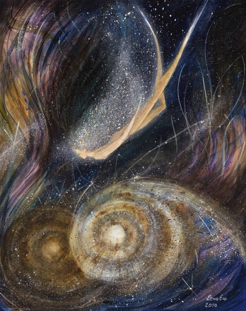 „Ku mgławicy Ślimaka”, akryl, papier, 2010, 60x50